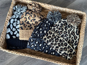 Leopard Pom Beanie