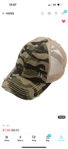 CC Camo Distressed Ponytail Cap