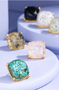 Semi Stone Stud Earrings