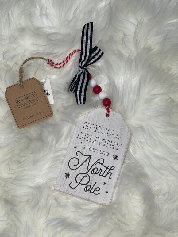 North Pole Wooden Tag