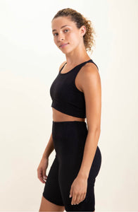 ‘Mono B’ Black Textured Stucco Sports Bra