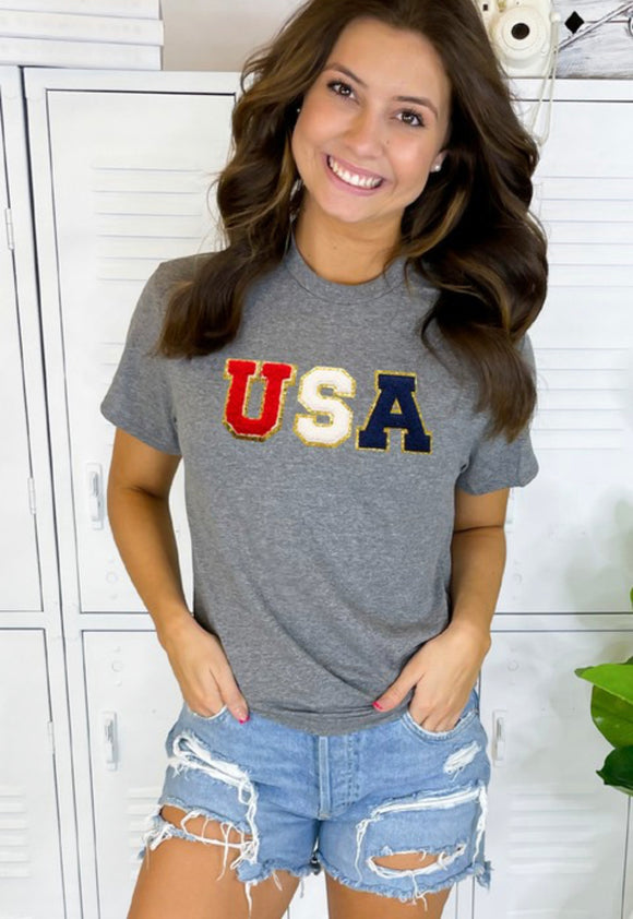 USA Chenille Patch Tee