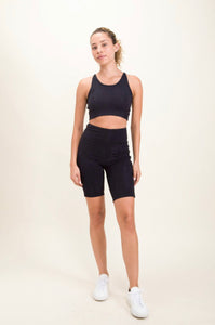 ‘Mono B’ Textured Stucco Black Highwaist Biker Short
