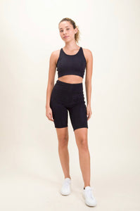 ‘Mono B’ Textured Stucco Black Highwaist Biker Short